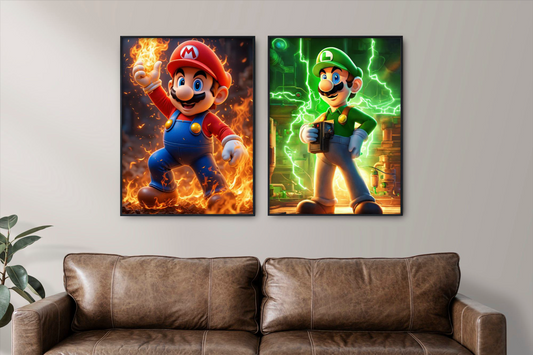 Toile Mario & Luigi pour décoration murale rétro gaming
